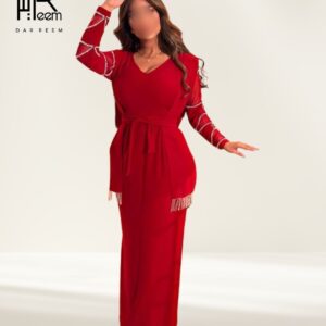 فستان "لهيب الريم" الأحمر بالكريستال